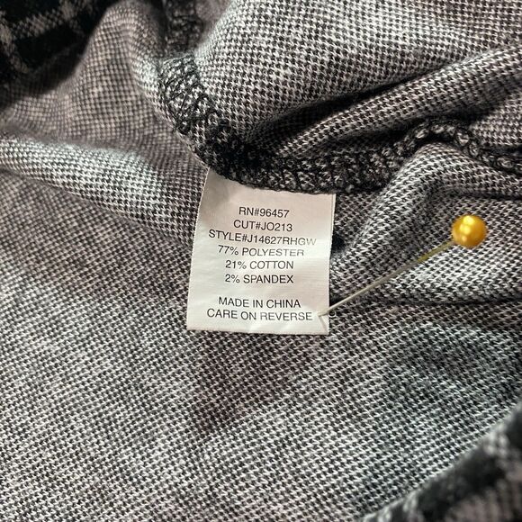 STITCH & PINE Pants Plaid Knit Flared Cropped High Waist Womens M Black White - Picture 7 of 8